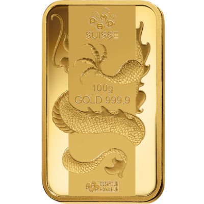 100 Gram PAMP Suisse Lunar Dragon Gold Bar (New w/ Assay) - Image 2