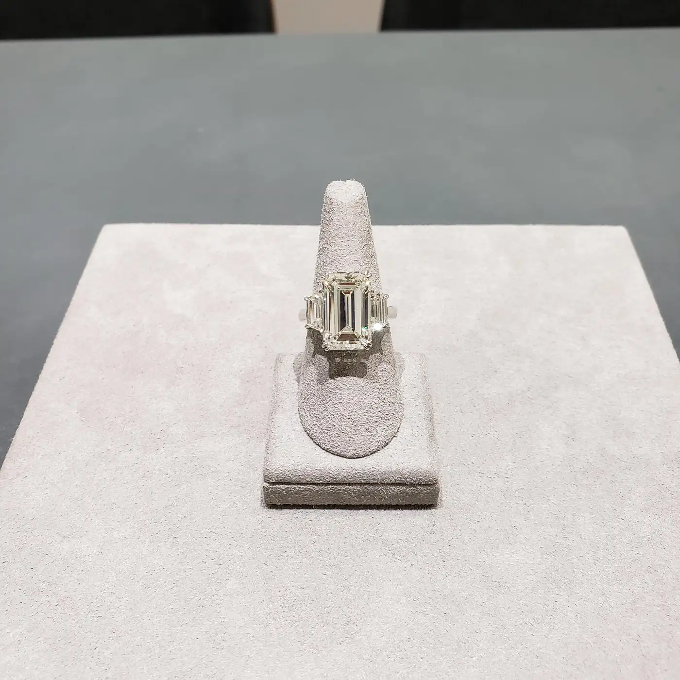 8.96 Carat Emerald Cut Diamond Three-Stone Engagement Ring GIA Certified - Image 3