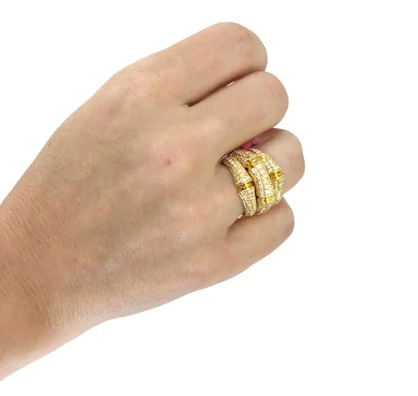 Cartier Diamond Yellow Gold Bamboo Ring - Image 2