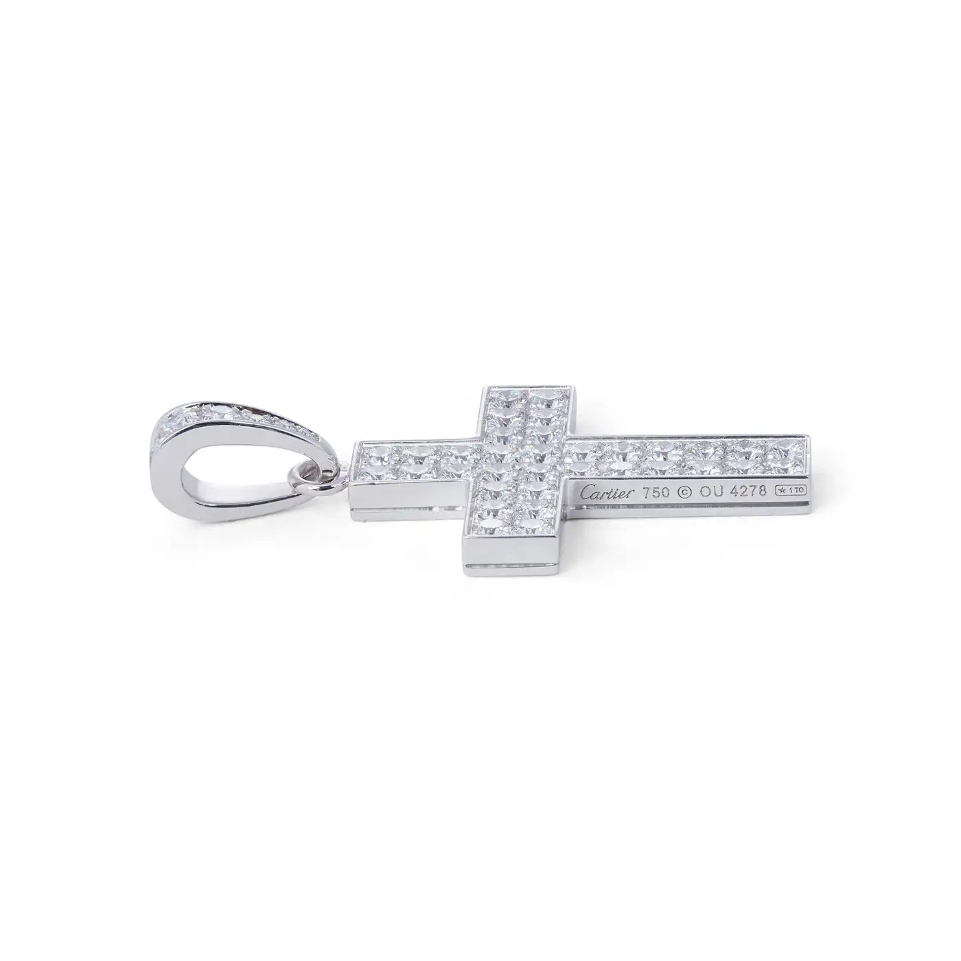 Cartier White Gold Diamond Cross Pendant - Image 4