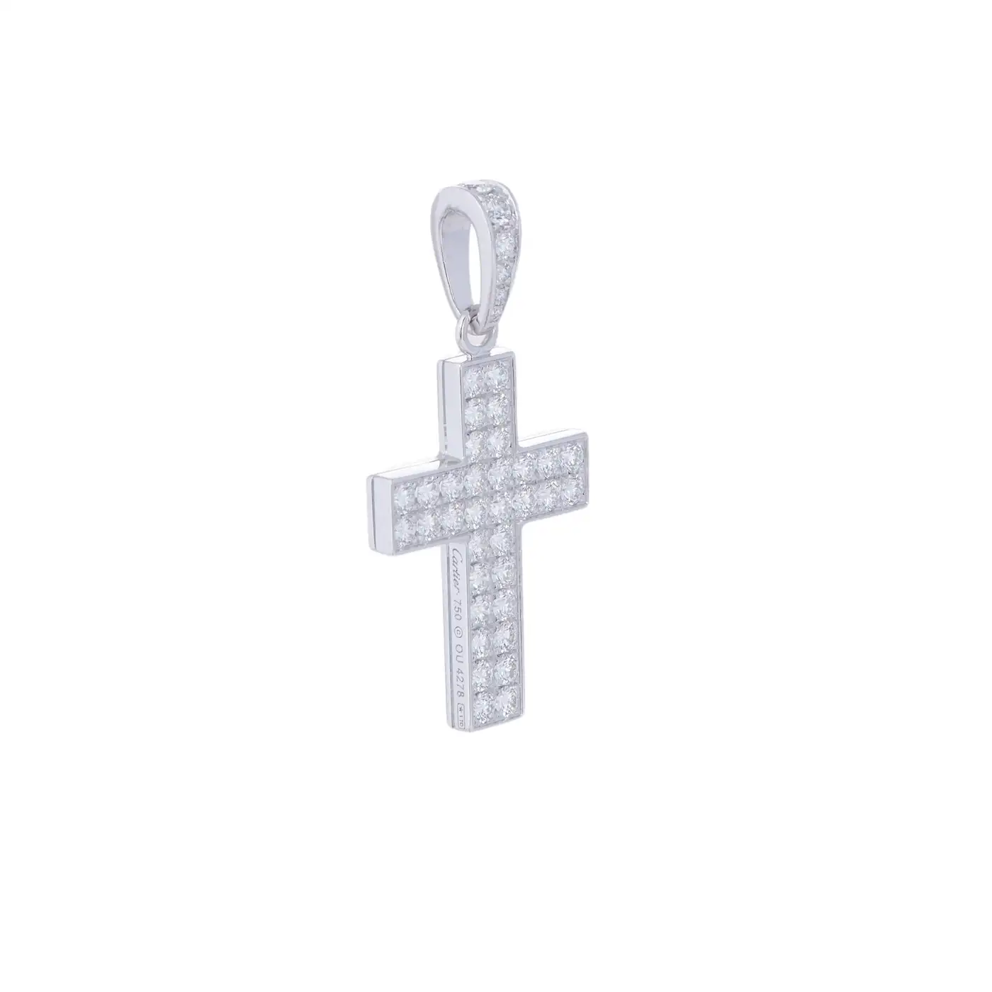 Cartier White Gold Diamond Cross Pendant - Image 3