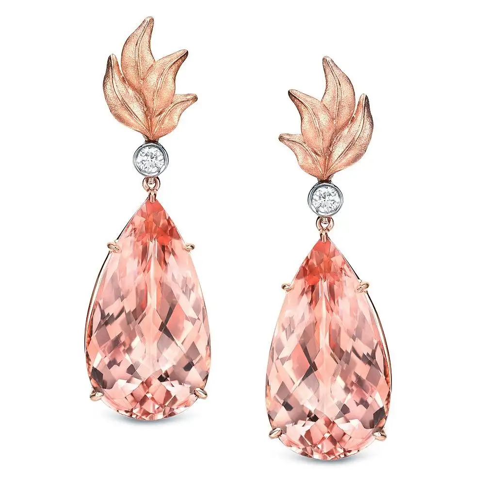 Morganite Earrings 31.63 Carats Pear Shape - Image 2