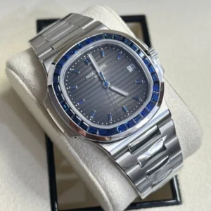 Patek Philippe Nautilus 5711/111P-001 Platinum Nautilus Blue Sapphire Bezel Unworn 2021 In Stock