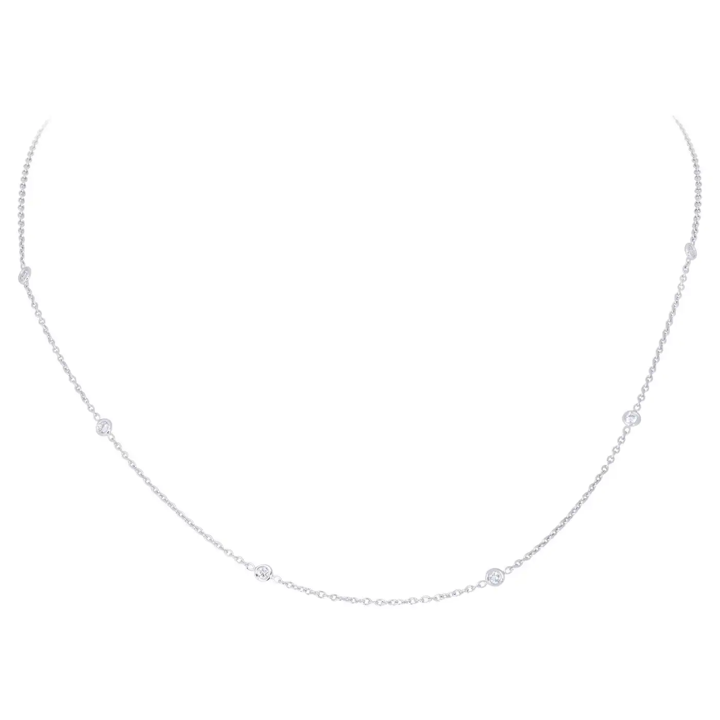 Penny Preville White Gold and Diamond Station Necklace - Image 2