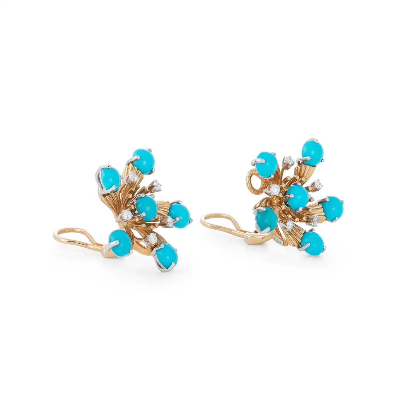 Snowflake Turquoise and Diamond Ear Clips Jean Schlumberger for Tiffany & Co. - Image 4