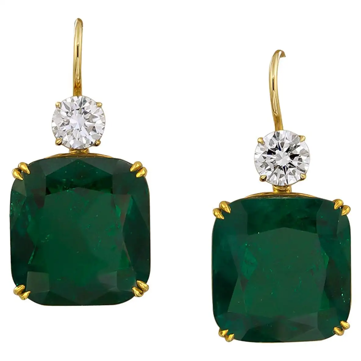 Spectra Fine Jewellery Certified Emerald Diamond Drop Earrings - Image 2