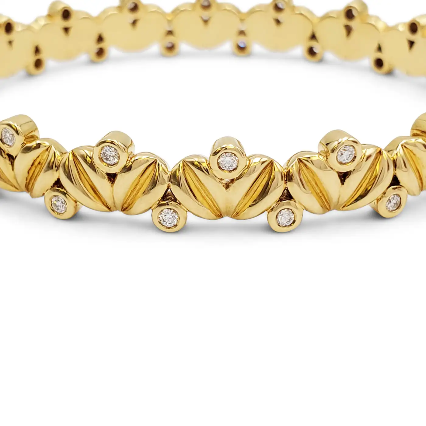 Temple St. Clair Yellow Gold Diamond Bangle Bracelet - Image 2
