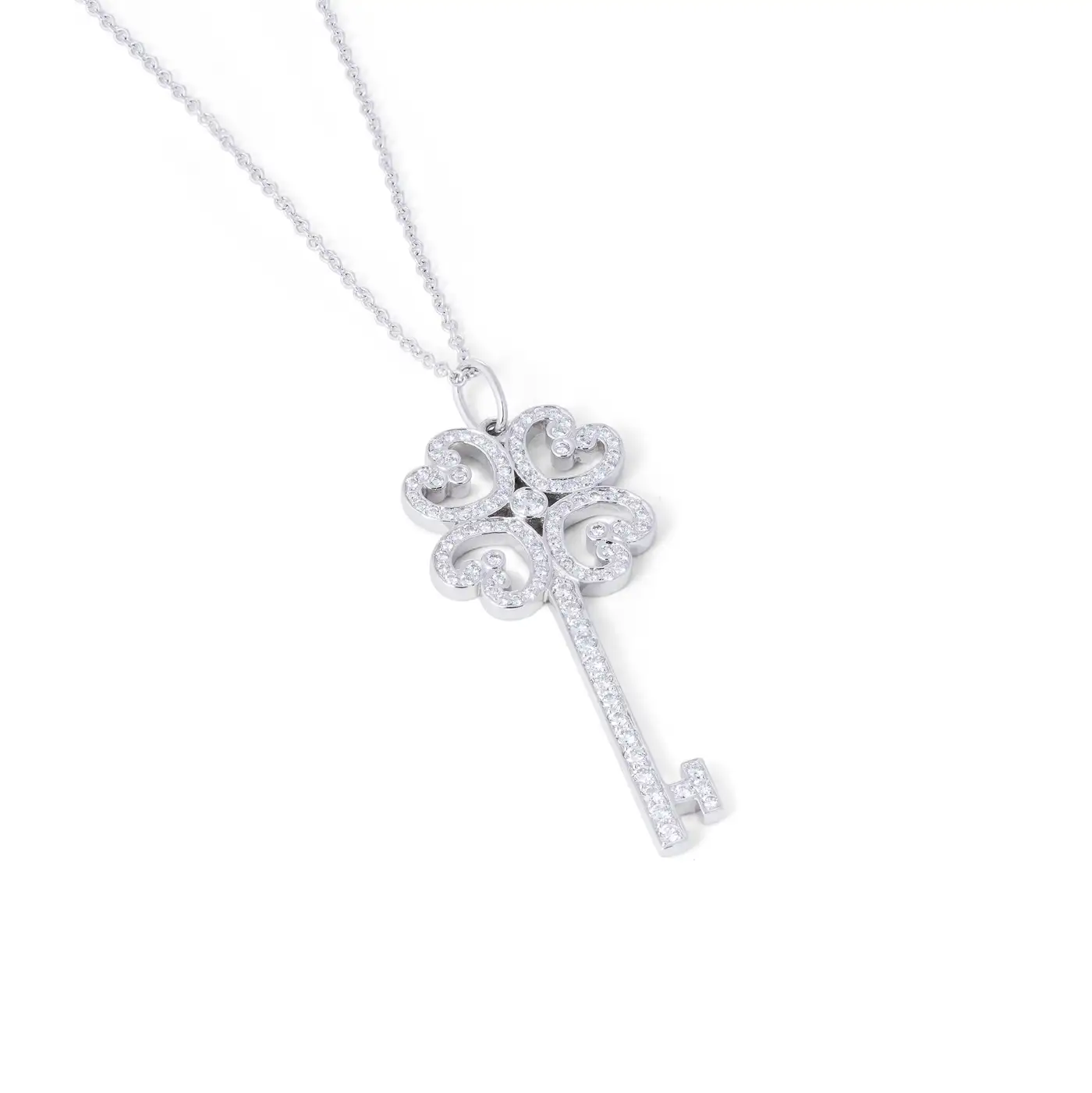 Tiffany & Co. Quatra Heart Platinum and Diamond Pendant Necklace - Image 3