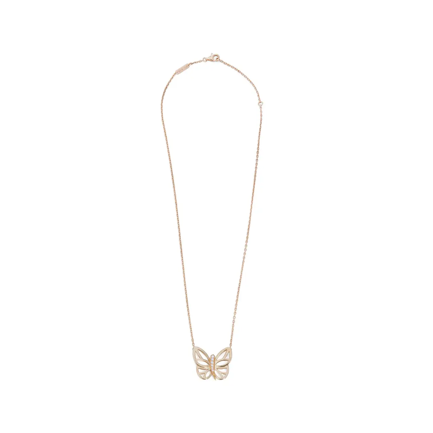 Yellow Gold Diamond Butterfly Pendant Necklace - Image 6